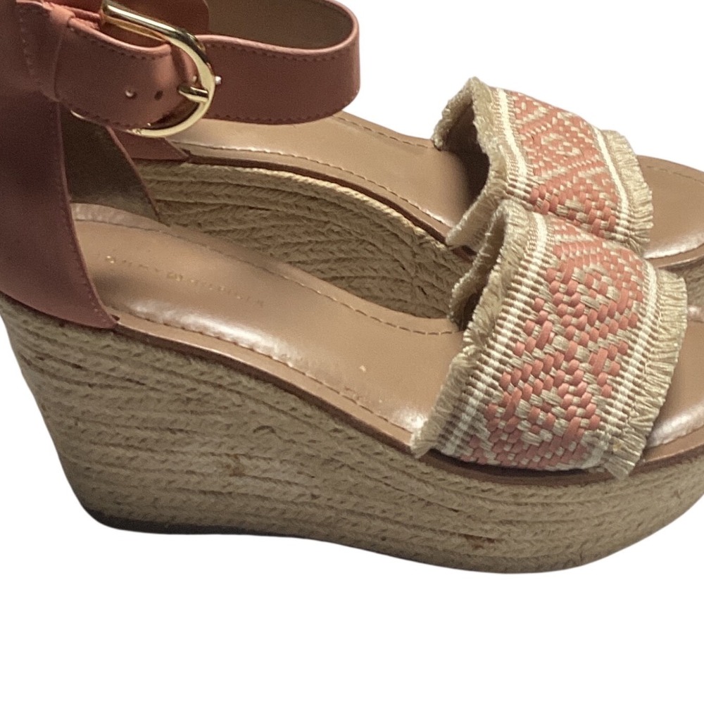 Tommy Hilfiger Espadrille Wedge Sandals Women Size 7.5M Pink Boho Platform Heel - Picture 3 of 8